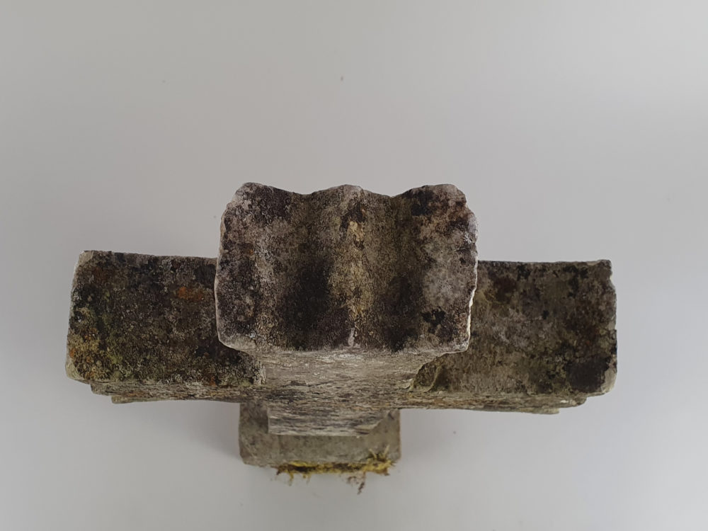 Early decorative antique Marble Cross mounted on a stone plinth