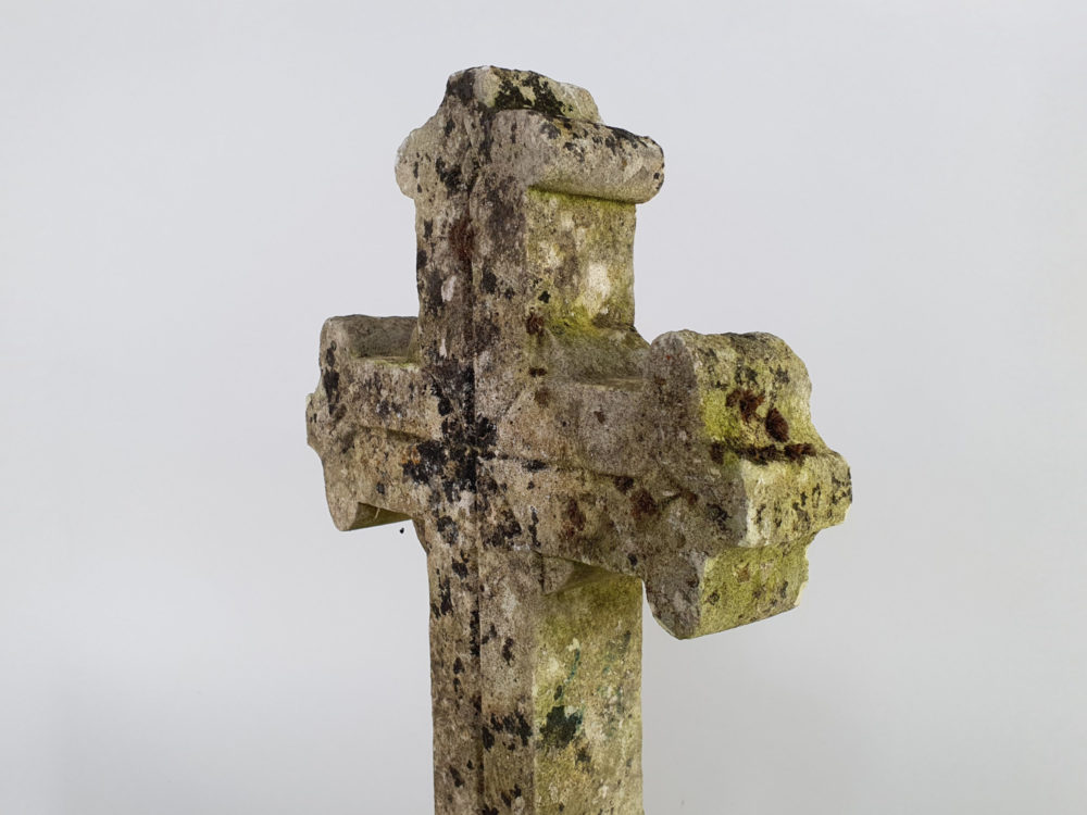 Early decorative antique Marble Cross mounted on a stone plinth