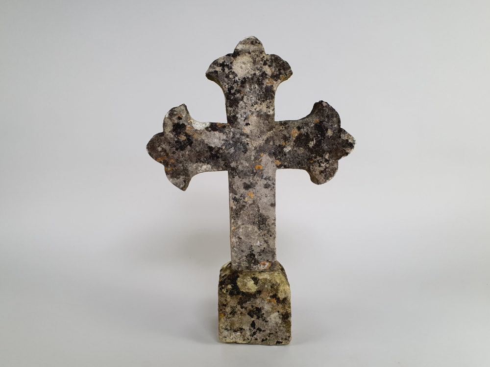 Early decorative antique Marble Cross mounted on a stone plinth