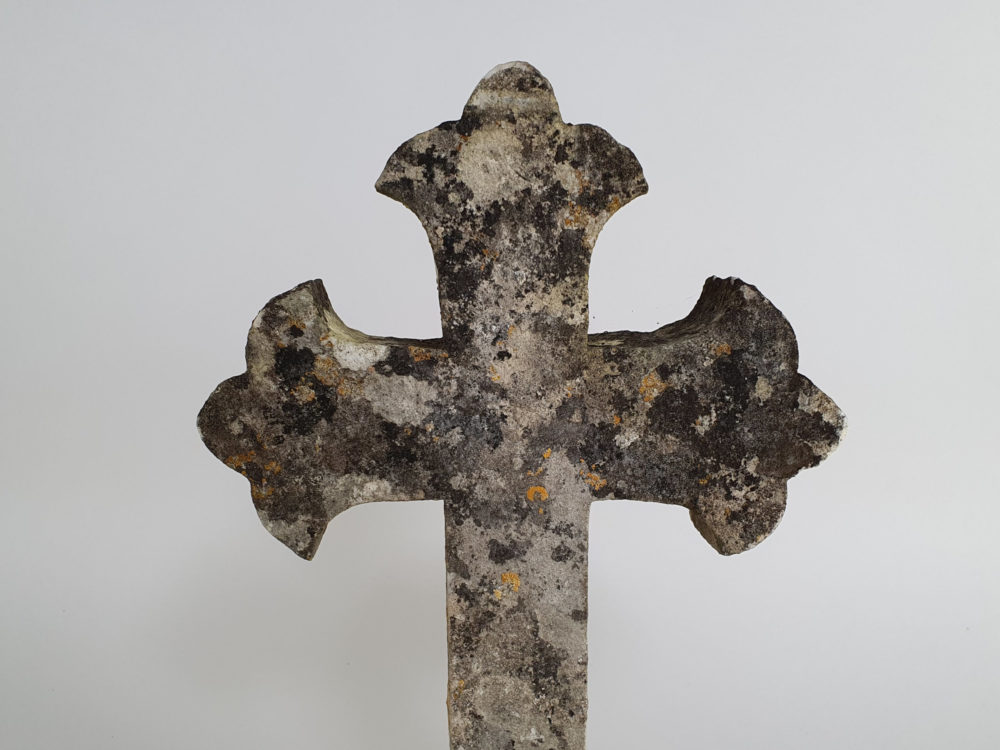 Early decorative antique Marble Cross mounted on a stone plinth