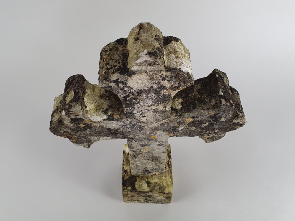 Early decorative antique Marble Cross mounted on a stone plinth