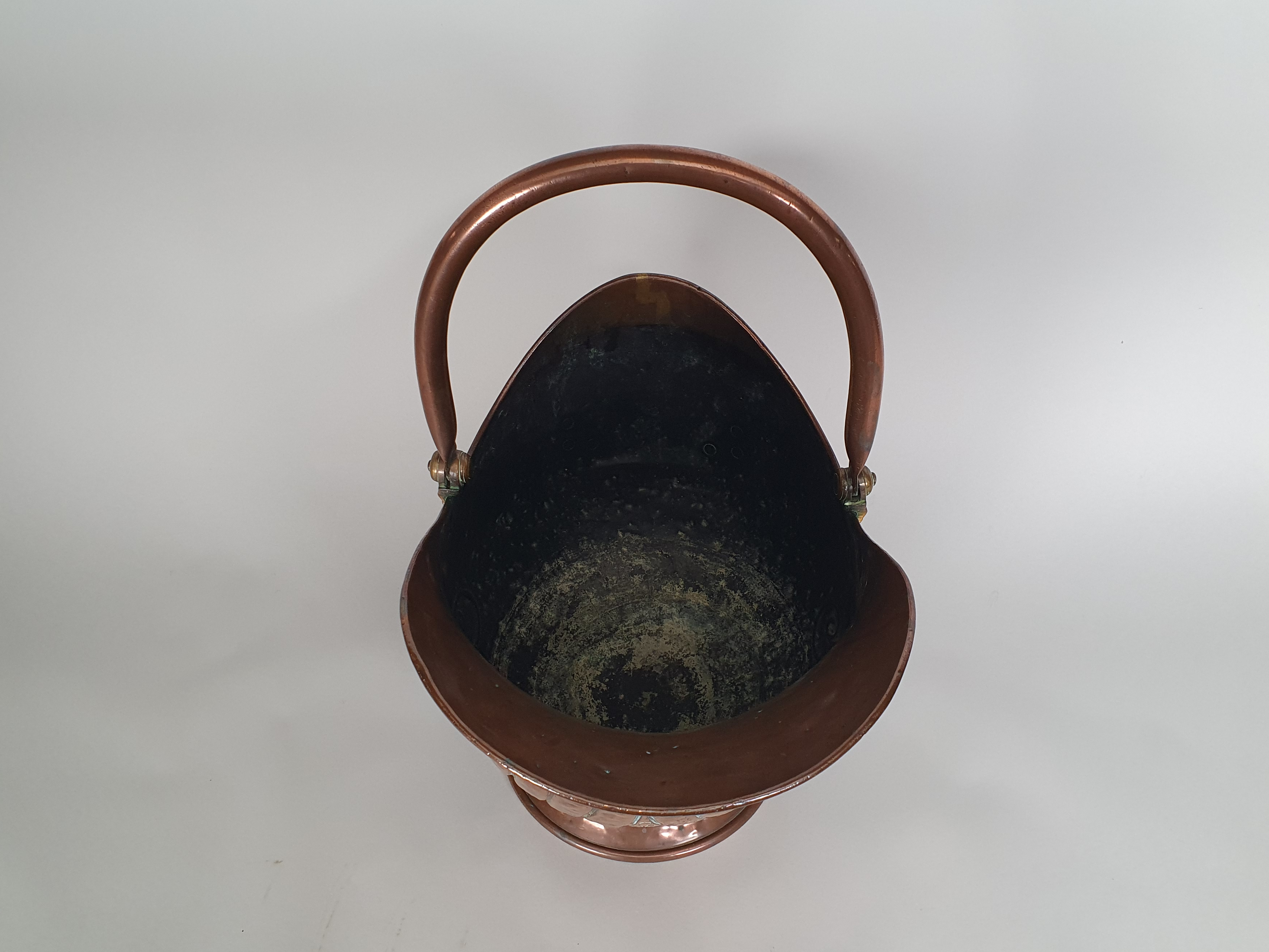 Copper bucket showing inside