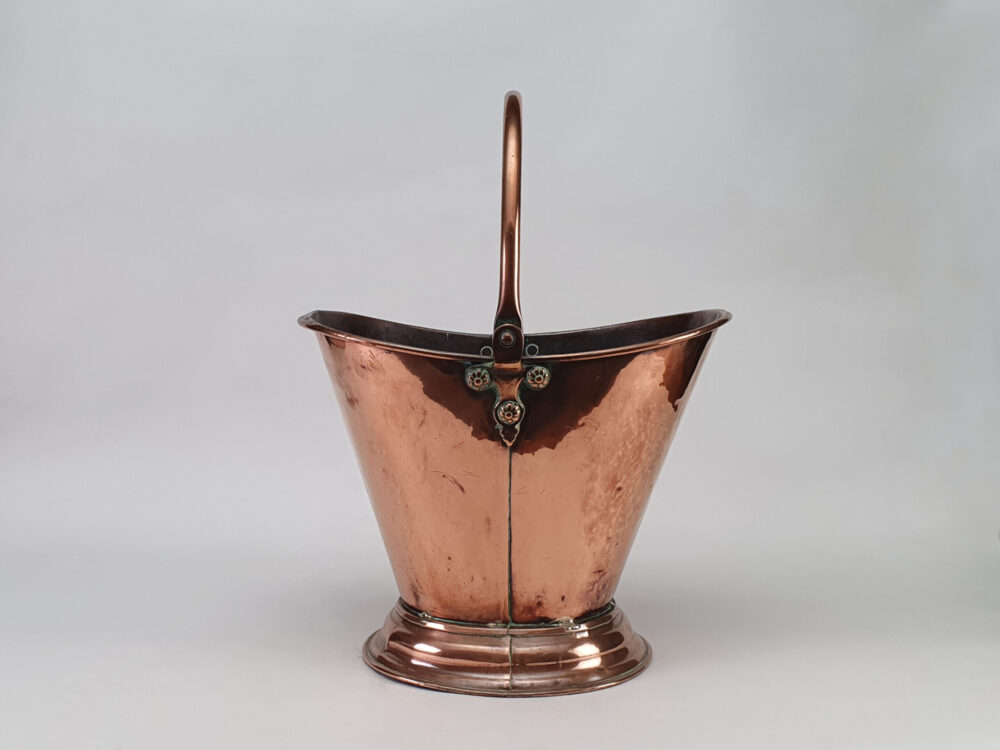 19th century decorative antique copper helmet shaped Coal Skuttle