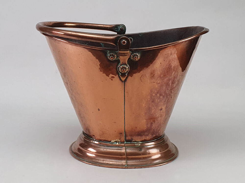 19th century decorative antique copper helmet shaped Coal Skuttle