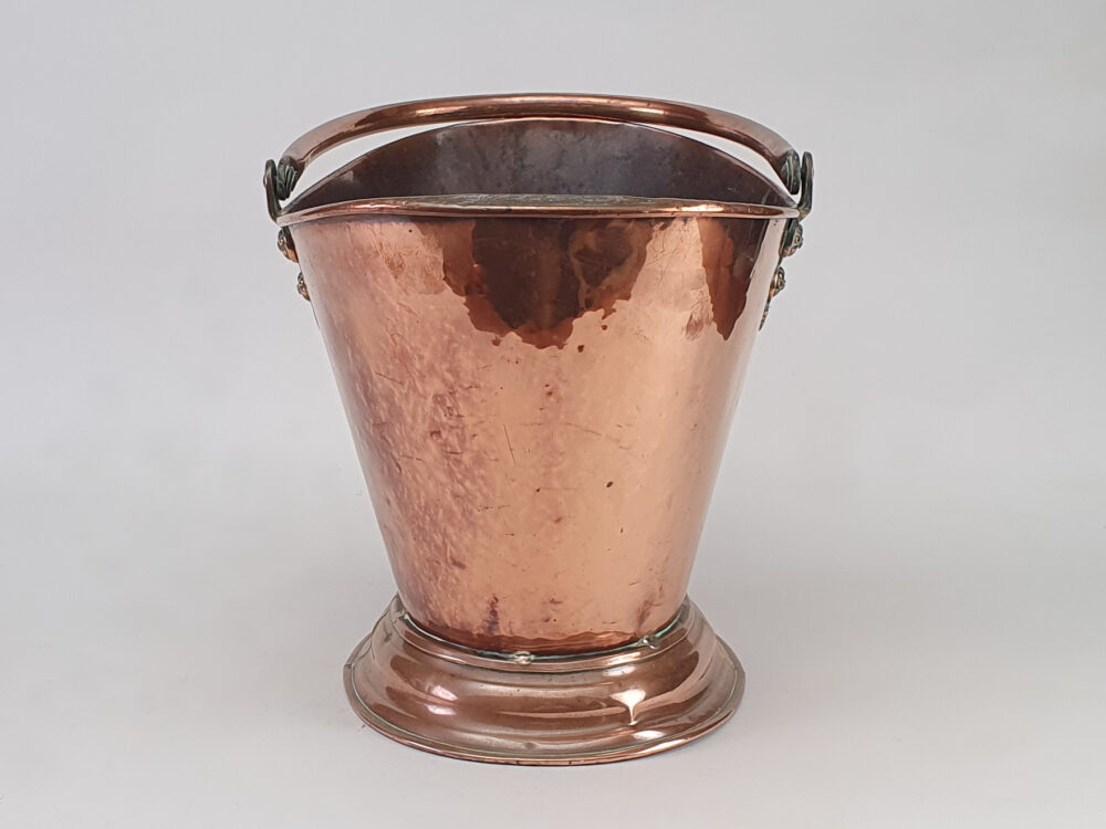 19th century decorative antique copper helmet shaped Coal Skuttle
