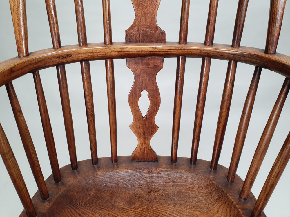 19th century English antique ash and elm Windsor high back Arm Chair
