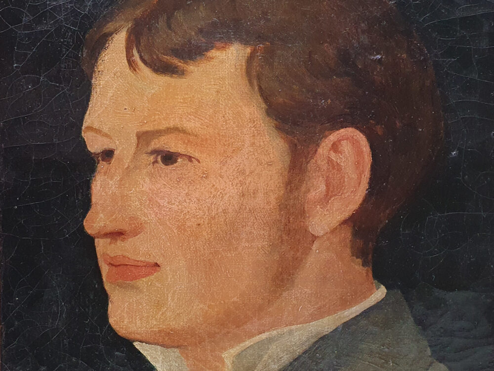 19th century French antique oil Painting - portrait of a young man