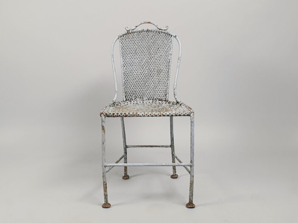 19th century French antique wrought iron child's Chair in original paint