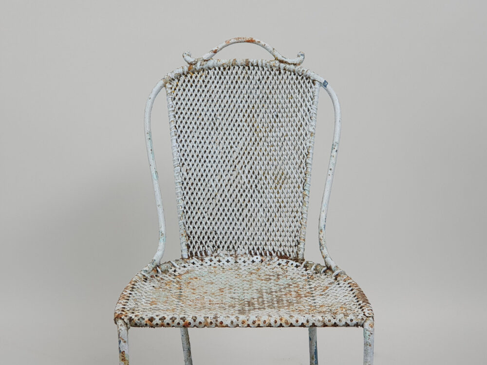 19th century French antique wrought iron child's Chair in original paint