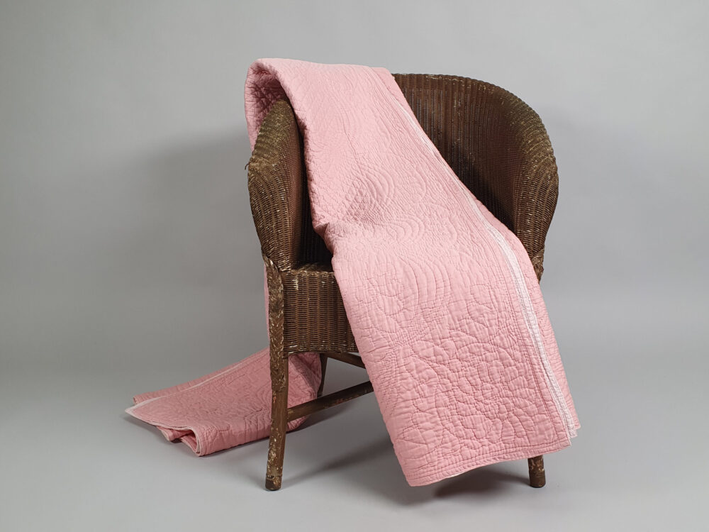 Pink whole cloth Durham antique Quilt