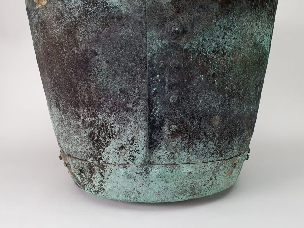 19th century riveted turquoise & black antique garden Planter