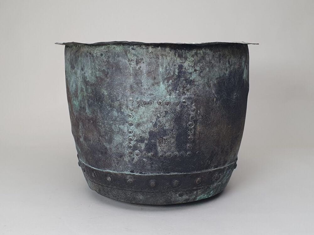 19th century riveted garden antique copper Planter