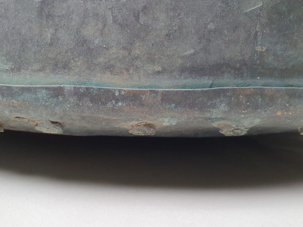 19th century rustic antique circular copper Log Basket