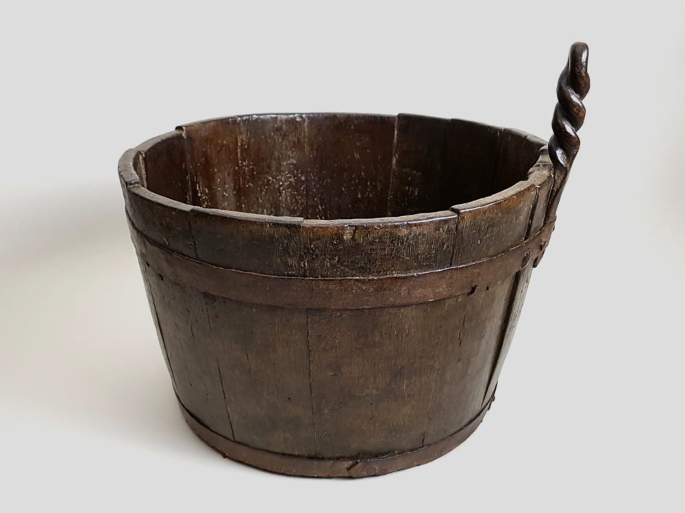 19th century rustic antique oak Piggin Bowl