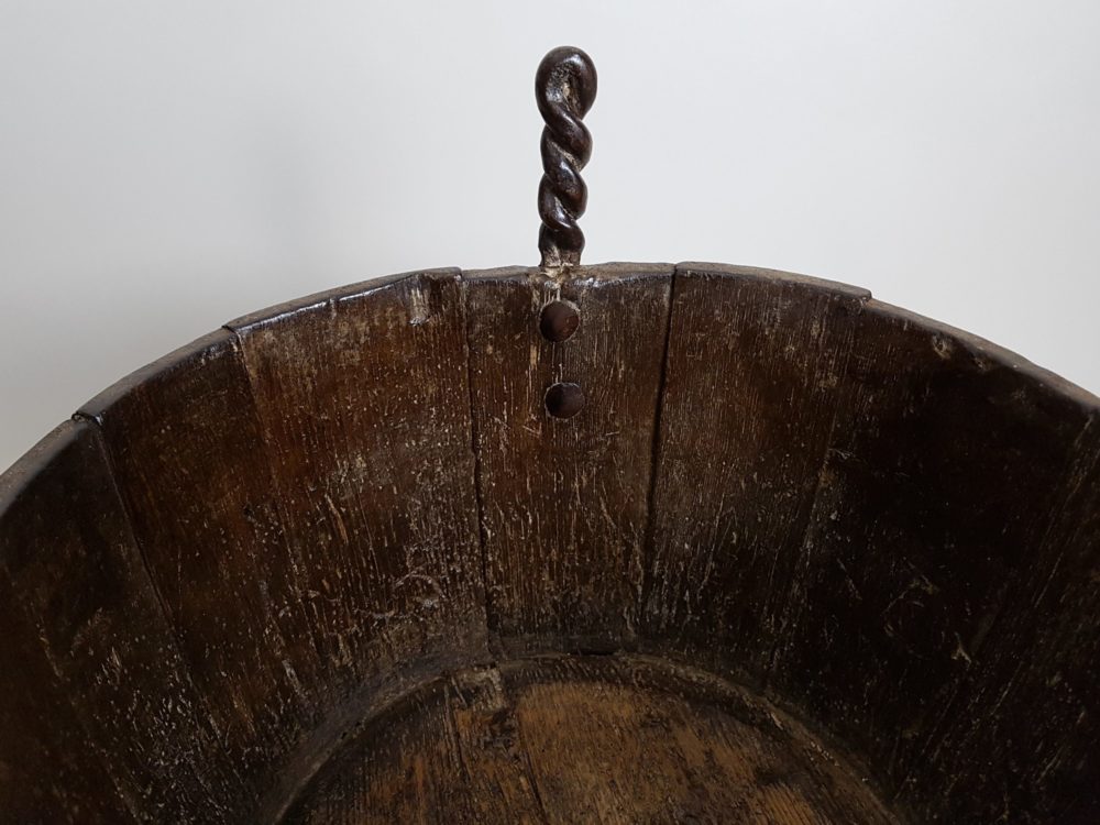 19th century rustic antique oak Piggin Bowl