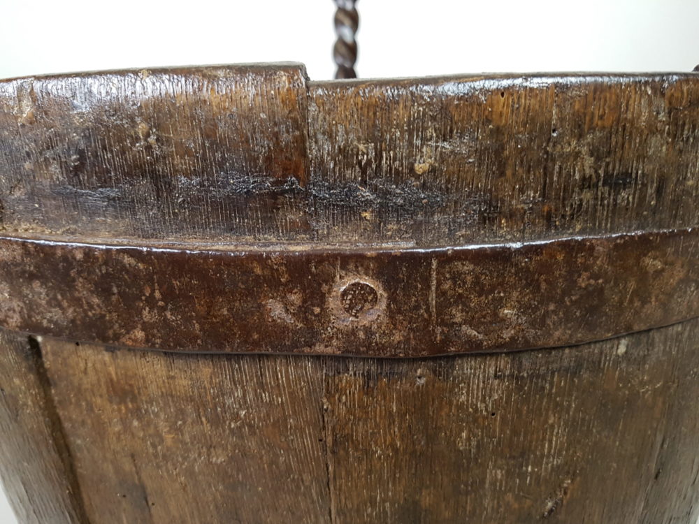 19th century rustic antique oak Piggin Bowl
