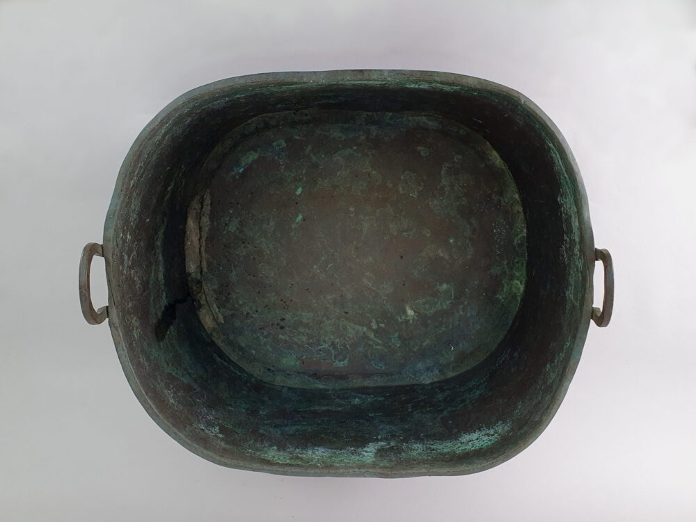 19th century rustic antique rectangular Copper Log Basket or Planter