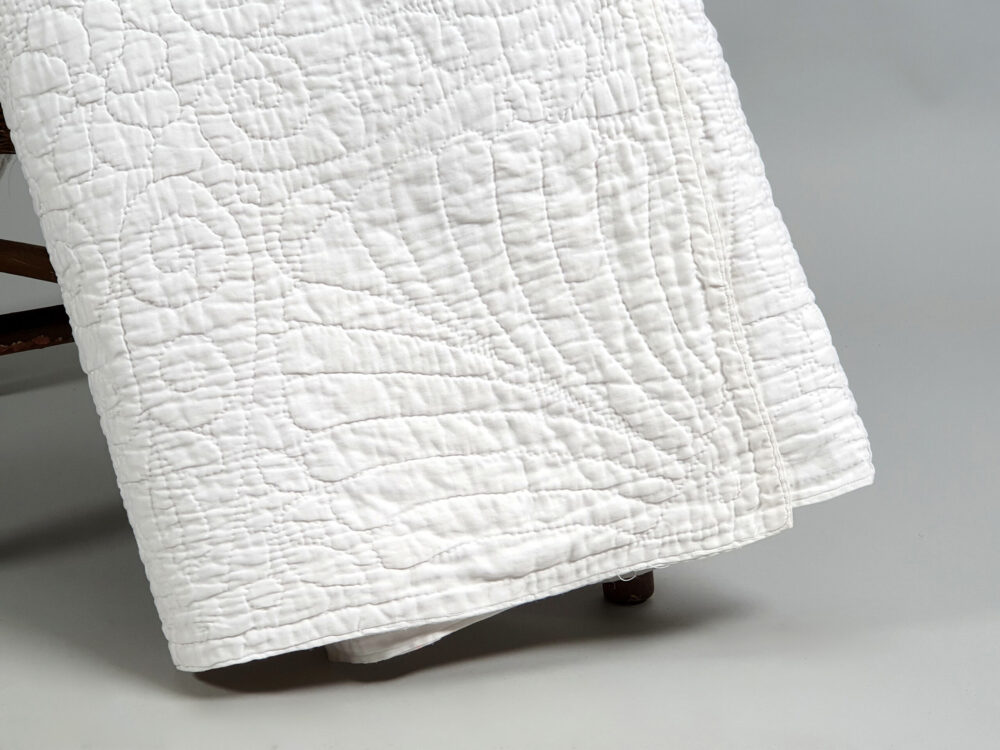 19th century white whole cloth Durham antique Quilt