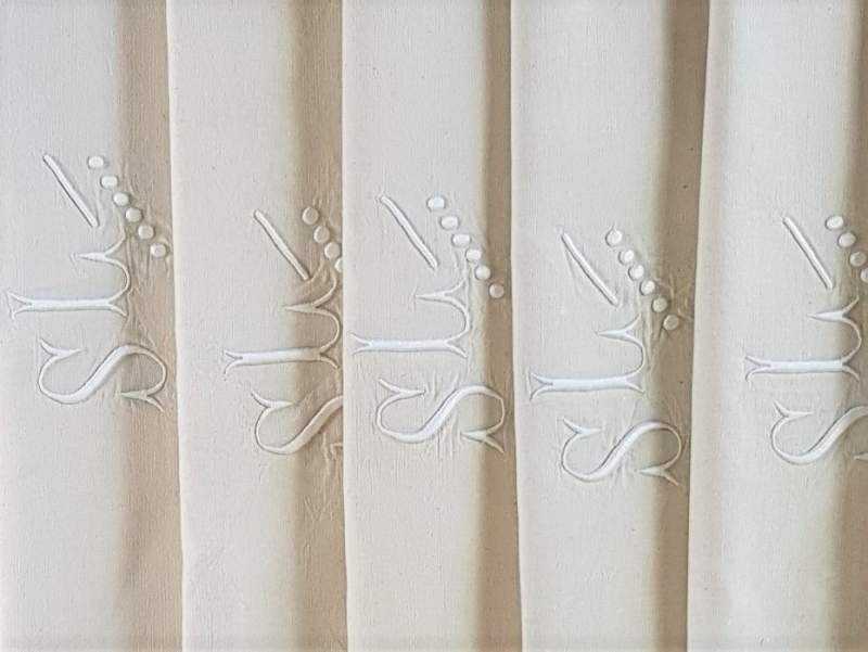 Set of 10 Cream Monogrammed Linen Sheets