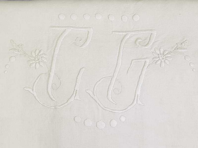 Individual Cream Monogrammed  Linen Sheets