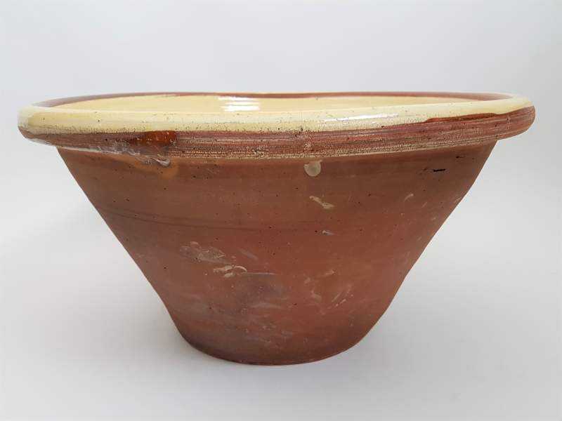 19th century Pottery Pancheon with wonderful mustard coloured glaze