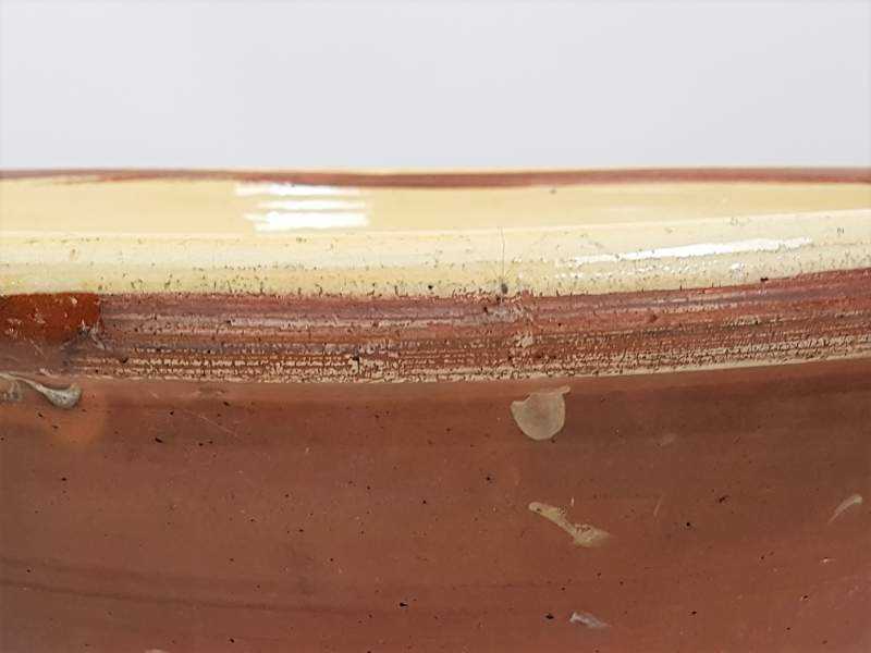 19th century Pottery Pancheon with wonderful mustard coloured glaze