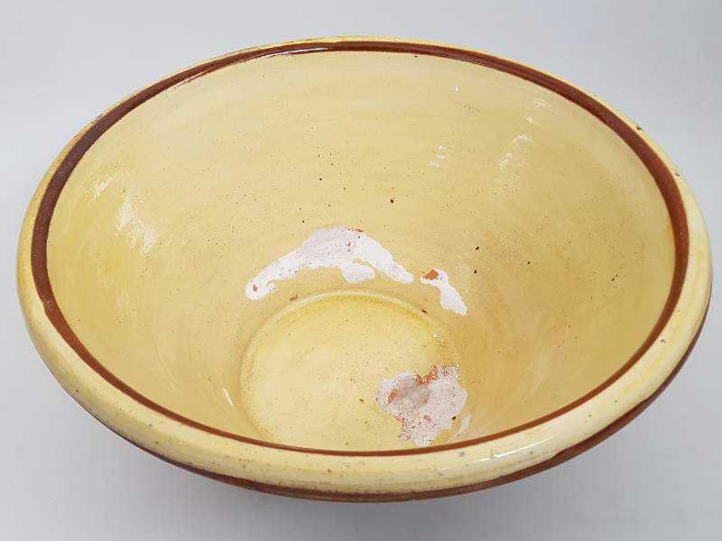 19th century Pottery Pancheon with wonderful mustard coloured glaze