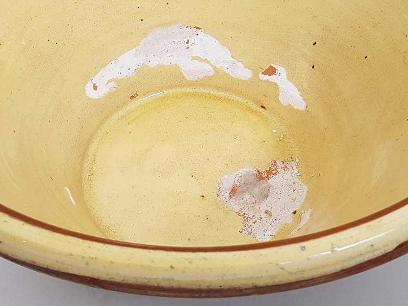 19th century Pottery Pancheon with wonderful mustard coloured glaze