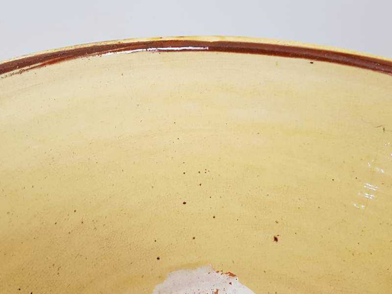 19th century Pottery Pancheon with wonderful mustard coloured glaze