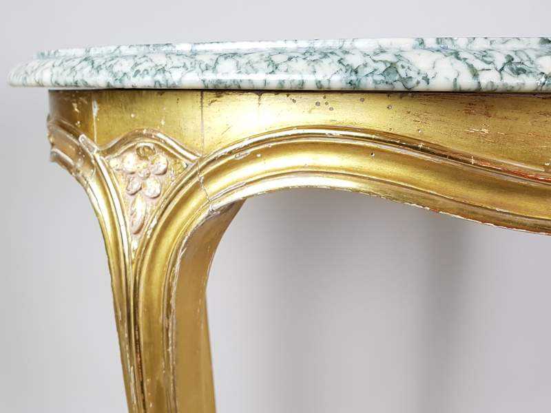 French green marble topped Console Table with gilt base