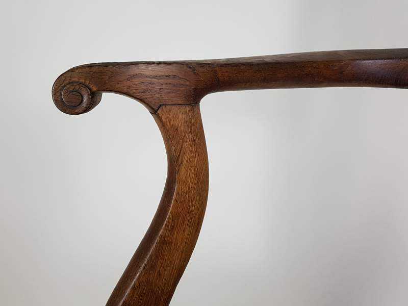 Pair of Victorian oak Elbow Chairs with upholstered seats