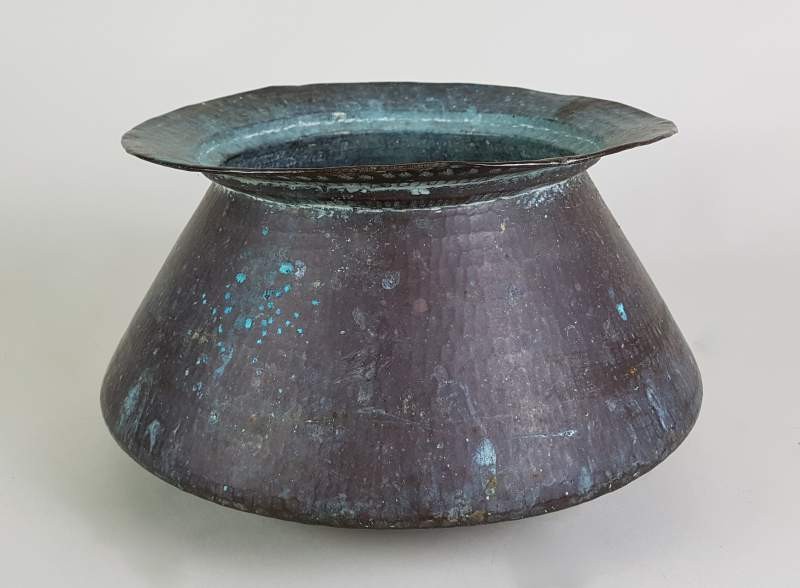 Hand beaten Copper Display Bowl with good verdigris