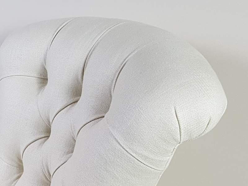 Victorian button backed Arm Chair covered in linen