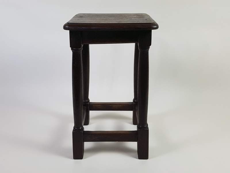 Pair of French dark oak rustic Stools
