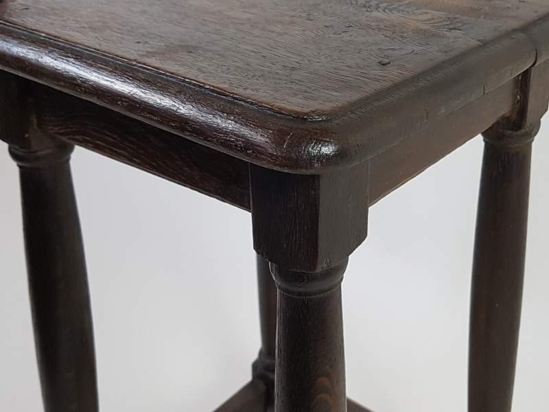 Pair of French dark oak rustic Stools