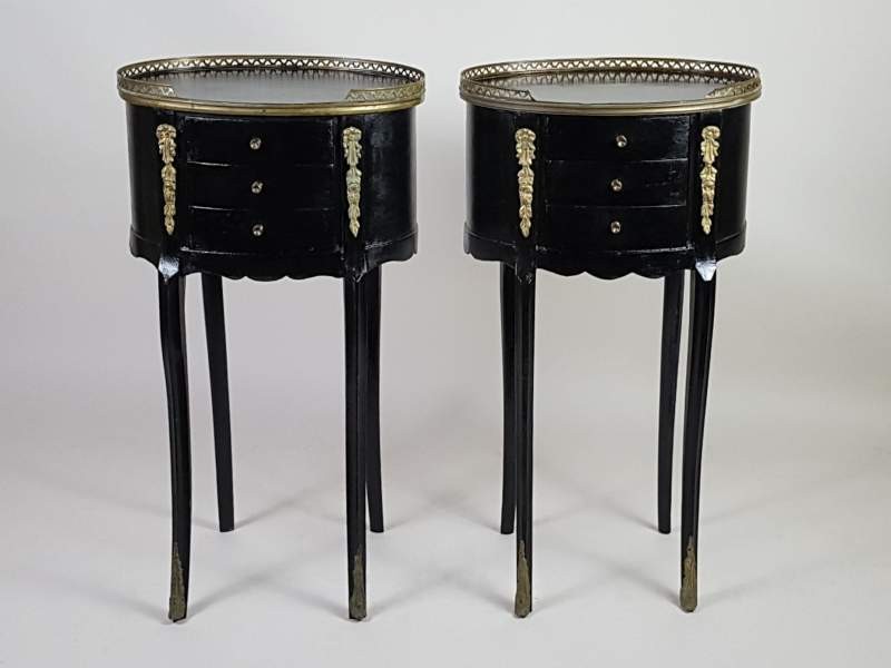 Pair of French ebonised decorative Bedside Tables