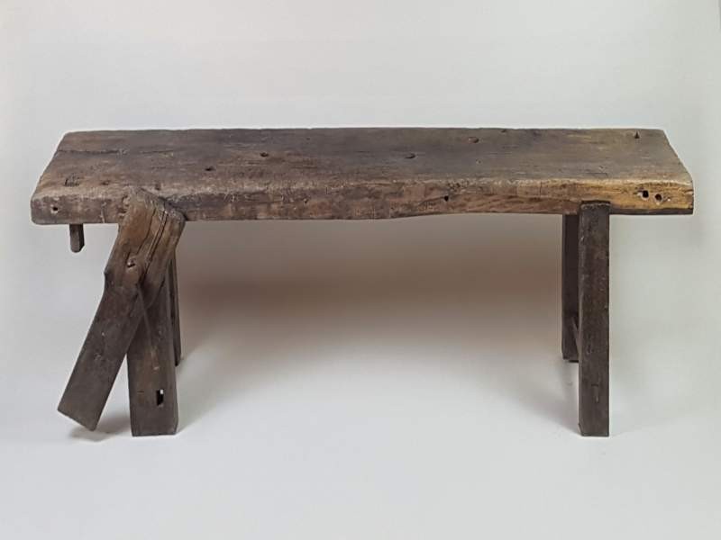 Large French Rustic Oak Work Bench with detachable vice