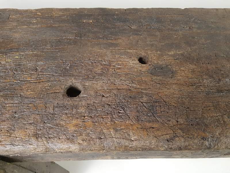 Large French Rustic Oak Work Bench with detachable vice