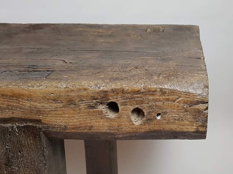 Large French Rustic Oak Work Bench with detachable vice