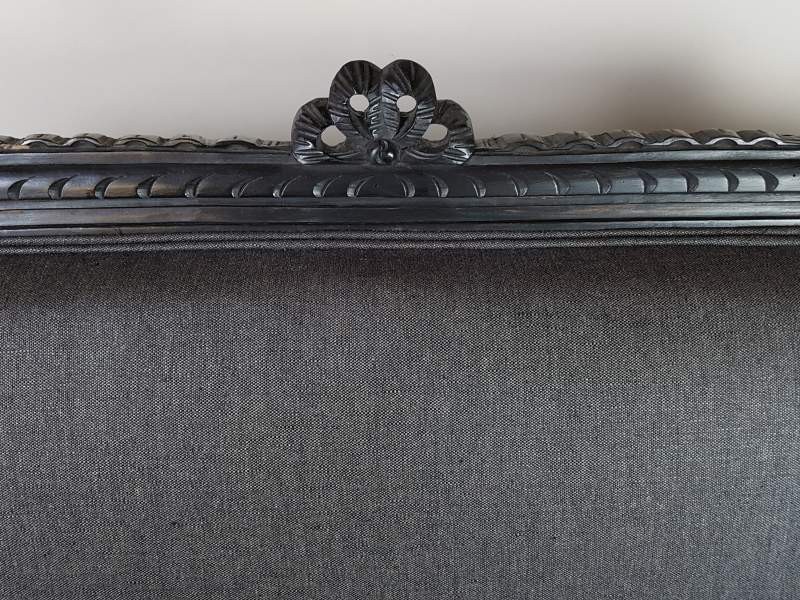 French ebonised Salon Sofa with original castors