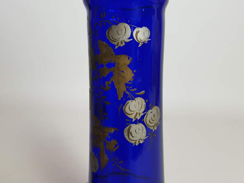 Pair of Cobalt Blue Victorian Vases with remnants of Gilt