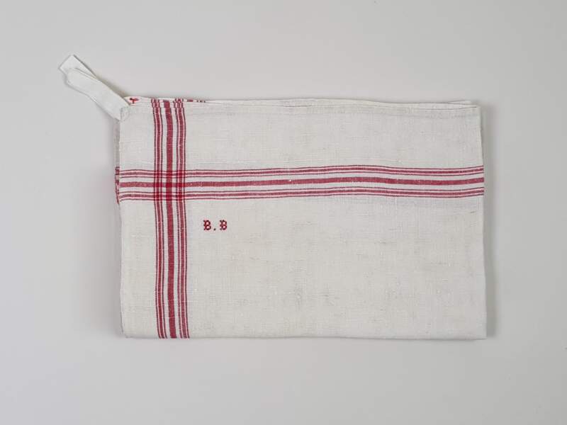 French linen cream monogrammed Tea Towels