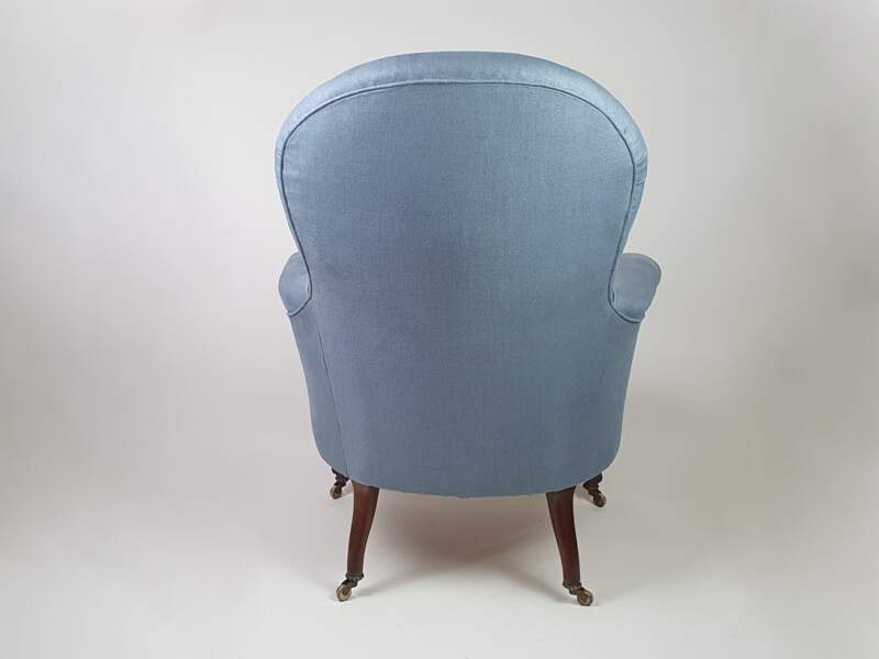 Napoleon III armchair recovered in linen