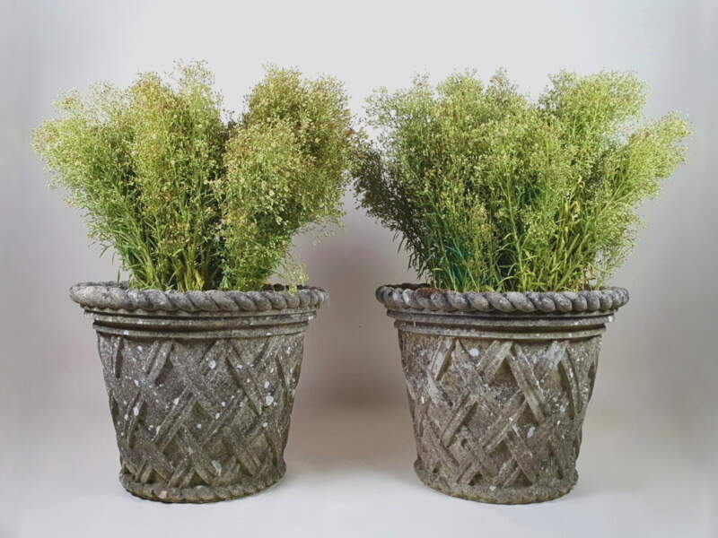 Pair of large lattice design well weathered Composite Planters