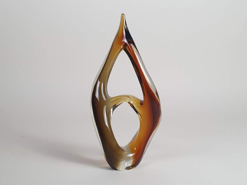 Mid Century Amber Glass Sculpture