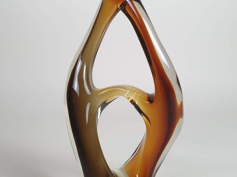 Mid Century Amber Glass Sculpture