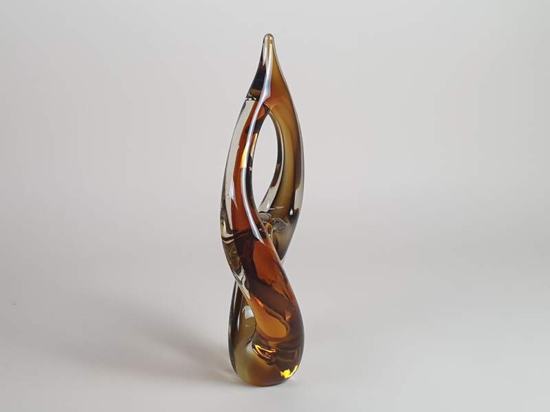 Mid Century Amber Glass Sculpture