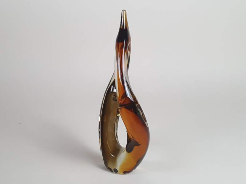 Mid Century Amber Glass Sculpture