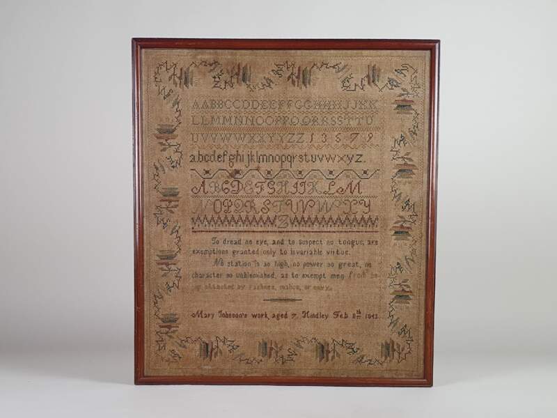 Early Victorian 19th century antique embroidery Needlework Sampler