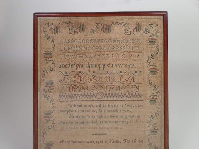 Early Victorian 19th century antique embroidery Needlework Sampler